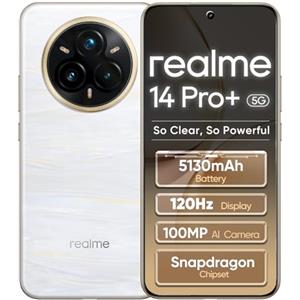 realme 14 Pro+ 5G Smartphone 8GB+256GB, White | Batteria 5130mAh, Ricarica Rapida 80W, Display 6,83 pollici, frequenza 120Hz, Fotocamera 108MP, Snapdragon 7s Gen 3, IP69
