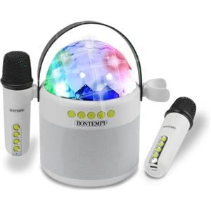 Bontempi | Cassa Wireless con Doppio Microfono e Luci LED da Discoteca, 18,5x17x12 cm