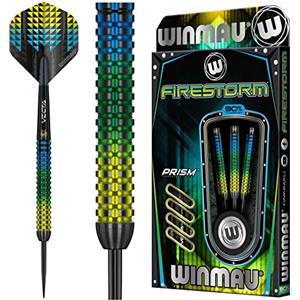 WINMAU Firestorm Set di Freccette in tungsteno Steeltip Professionale da 25 Grammi con Alette e steli (Alberi)