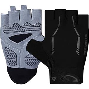 WESTWOOD FOX Guanti da ciclismo a mezza dita, unisex, imbottiti, per palmo, bicicletta, estate, equitazione, mountain bike, guanti antiscivolo, senza dita, per sport, escursionismo, palestra (M, nero)