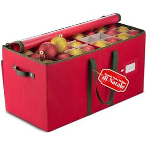 Avilia - Scatola Porta Palline di Natale in TNT e Cartone Rigido 65x32x32 cm con 64 Scomparti Modulari e Manici Rinforzati, Chiusura Zip Resistente per Conservare 128 Decorazioni Natalizie in Ordine