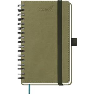 BEZEND Agenda 2026 2027 Settimanale Tascabile Spirale, A6 15,5 x 9 cm, 18 Mesi Diario Scuola Piccola da Lug.26 a Dic.27, Portapenne, Copertina Morbida in Pelle PU - Kiwi