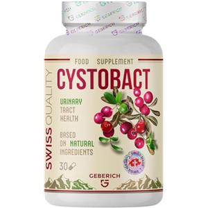 GEBERICH Capsule CYSTOBACT | Supporto Vie Urinarie | D-Mannosio 720mg + Estratto di Mirtillo Rosso 300mg | Aiuta Funzione Depurativa | con Arbutus unedo (5% Arbutina) 300mg e Bioflavonoidi | 30 Capsule