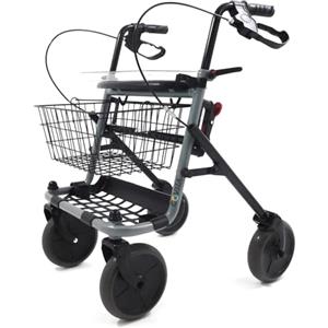 GOVITA - Deambulatore Pieghevole per Anziani con Seduta e Cestino - Rollator a 4 Ruote da Interno ed Esterno, Carrello Girello Regolabile con Freni e Portaoggetti