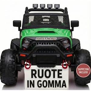 TOYSCAR Auto Macchina Elettrica per Bambini 2 Posti 24V Fuoristrada Big Adventure Telecomandata Sedile in Pelle Porte Apribili Doppio Motore Elettrico Carico 35 kg Ruote in Gomma E TAPPETINI