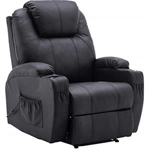 MCombo M MCommbo Poltrona relax elettrica Poltrona massaggiante Poltrona TV Funzione reclinabile Riscaldamento a vibrazione Nuovo modello 7061 (finta pelle, Nero)