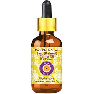 Deve Herbes Olio di cumino nero puro (Kalaunji) (Nigella sativa) con contagocce in vetro, qualità curativa naturale al 100%, spremuto a freddo 30 ml