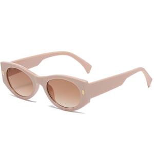 LJCZKA Retro Occhiali da Sole Occhi di Gatto Donna,Occhiali da Sole Moda Vintage Anni 90 Rotondo Protezione UV400 (Rosa sfumatoMarrone)