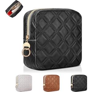 Playexen Piccolo Trousse Trucchi Donna Piccola Borsetta Ragazza in Pelle PU Mini Beauty Case da Viaggio per Organizer Makeup Trucco Borsa da Toilette per Porta Cosmetici Regalo Compleanno Natale(Nero)