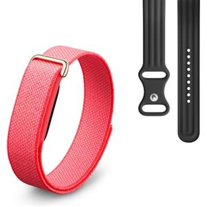 Google Fitbit Air - Activity tracker senza schermo con monitoraggio di fitness - Compatibile con iOS e Android - Rosso lampone + Cinturino sportivo per Fitbit Air - Nero ossidiana, large