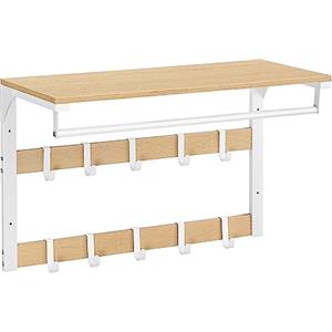 VASAGLE Appendiabiti da Parete, Mensola da Muro con 10 Ganci Rimovibili a 2 File, Barra Attaccapanni, per Ingresso Camera da Letto Bagno, Colore Rovere e Bianco LCR101W09