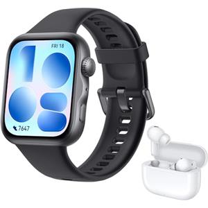 HUAWEI WATCH FIT 5 Smartwatch Nero + FreeBuds SE 4 Bianco, Schermo AMOLED HD da 1,82", Design Raffinato, Pagamento NFC, Rilevamento Cadute, Batteria a Lunga Durata, Monitoraggio della Salute, 5 ATM