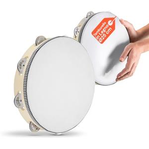 Avilia - Tamburello Tradizionale in Legno Ø25 cm con 8 Sonagli in Metallo, Strumento Musicale Ritmico con Presa Ergonomica, Ideale per Scuole Feste e Performance di Gruppo, Resistente, Suono Brillante