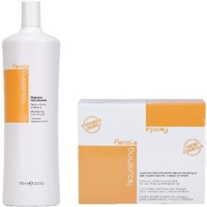 FANOLA Kit Fanola Nourishing ristrutturante shampoo 1000 ml + lozione senza risciacquo 12 fiale