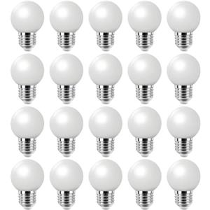 Jiotouhu Lampadina Colore E27 LED, Lampadine a vite vintage g45, bianco freddo 6500k, 2 W equivalente a 20 W lampada alogena, non dimmerabile, luci di Natale terrazza all'aperto, confezione da 20