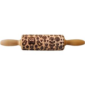 TINMIX Mattarello in rilievo per la cottura, rullo decorativo in legno per biscotti in rilievo per cucina (tipo A10)