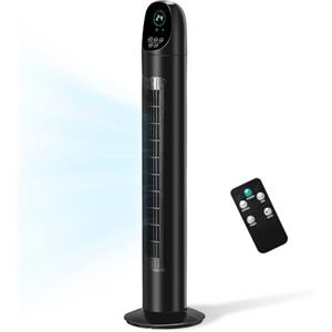 LEADZM Ventilatore a Torre 86cm 34 Pollici 50W, Oscillazione 80°, Timer 9 Ore, 25dB Silenzioso, 3 Velocità e Modalità, Con Telecomando, Ventilatore a Colonna per Casa e Ufficio (Nero 1)
