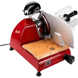 Palatina Werkstatt ® Berkel Red Line 250 rosso Affettatrice/affettatrice professionale con smerigliatrice integrata + Tagliere in legno di botte, Prezzo di vendita: € 1169,-
