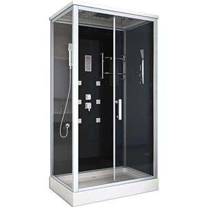 HOME DELUXE - Doccia completa WAVE XL - nera, dimensioni: 120 x 80 - inclusa radio, soffione a pioggia e accessori completi I doccia già pronta, doccia, tempio doccia