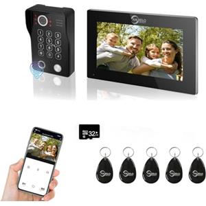 ANJIELO SMART Videocitofono, display touch screen da 7 pollici con sistema telefonico 1080P integrato, sblocco con impronte digitali, scheda RFID e codice PIN e rilevamento dei movimenti umani, 94218