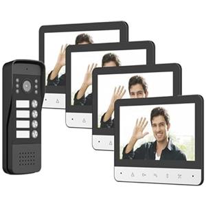 GASIASHOP SRL KIT VIDEOCITOFONO QUADRIFAMILIARE QUATTRO PULSANTI QUATTRO MONITOR A COLORI 7 APERTURA ELETTROSERRATURA