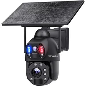 SHIWOJIA 20X Telecamera di Sorveglianza 4G Esterna, PTZ Telecamera Senza Fili Esterno Pannello Solare con Doppia Lente, 20000 mAh Batteria, Visione Notturna a Colori, PIR Rilevamento Intelligente