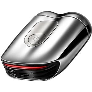 METZ Skyworth Metz SuperCar Rasoio Elettrico Uomo, Rasatura Secco Umido Impermeabile IPX7 8000 RPM, Testina Magnetica, Doppio Retino, 60 min Autonomia, Ricarica Rapida 1h USB-C, Argento