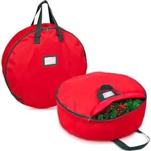 Wintem - Borsa per Ghirlanda Natalizia Ø76 cm in Tessuto Oxford Impermeabile con Zip Rinforzata, Manici e Etichetta - Protegge e Organizza la tua Ghirlanda di Natale con Cura e Stile