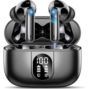 Donerton Nuovo Cuffie Bluetooth 5.4, Auricolari Bluetooth Stereo HiFi Con 4 ENC Microfoni Anti-Rumore, Durata 50 Ore Cuffiette In Ear, Impermeabili IP7 Cuffie Senza Fili, Cuffiette Touch Control, LED-Display
