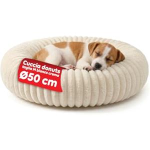 Avilia - Cuccia Cane Interno Donut Antistress Morbida e Lavabile con Fondo Antiscivolo, Design Avvolgente per Relax Profondo, Ideale per Riposo Quotidiano di Cani e Gatti (Bianco Latte, M Ø 50cm)