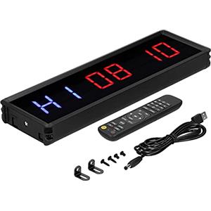 Generic Fitness LED Intervallo Timer Cronometro Conto alla Rovescia, Timer da Palestra Telecomandato Senza Fili 12/24 Ore, Ottimo per Allenamenti di Gruppo, Lega di Alluminio 10,6 Pollici