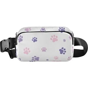 Generic Marsupio da donna con impronte di cane viola, marsupio impermeabile floreale a tracolla, impronte di cane viola, 20,3 x 13,5 x 5,8 cm, divertente carino, impronte di cane viola, 20,3 x 13,5 x 5,8 cm