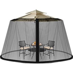 RELAX4LIFE Zanzariera per Ombrellone e Gazebo, Zanzariera con Porta con Cerniera e Tubo in PVC, Zanzariera Ingrandita per Ombrellone da Giardino da 400 x 400 x 230 CM (Nero)
