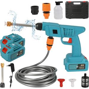 Eznaobo Pulitore Ad Alta Pressione Portatile, Idropulitrice 2 Batterie , 21 V, 30 Bar, Tubo Brocca Schiuma, Per Lavaggio Auto, 12000 Mah, 10 M