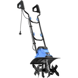 KANWOD RELY ON QUALITY KANWOD Motozappa Elettrica, 1500 W, Larghezza di lavoro 36 cm, Profondità di lavoro 22 cm, 4 Lame, Velocità 380 giri/min, Maniglia Pieghevole, Efficace Zappatrice per Orto e Giardino, Nero/blu