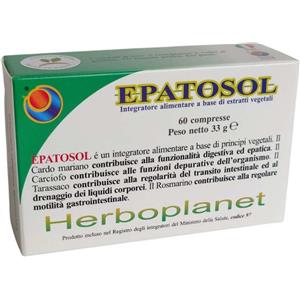 HERBOPLANET Epatosol - Integratore Alimentare a base di Estratti Vegetali per Funzionalità Digestiva ed Epatiche - 60 Compresse