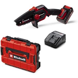 Einhell Sega a catena a batteria GE-PS 18/15 Li BL Kit Power X-Change (18 V, brushless, lunghezza di taglio 12,5 cm, cambio spada/catena senza attrezzi, batteria da 2,5 Ah, caricabatterie, E-Case S-F)