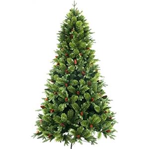 XONE Albero di Natale Byron - Folto, Verde con pigne in PE+PVC, 210cm