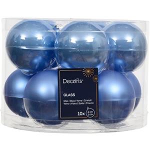 Kaemingk Palline di Natale in vetro 6 cm x 10 pezzi - opaco e lucido - Palline per albero di Natale - Decorazioni per albero di Natale & decorazioni per albero di Natale - blu cielo