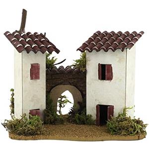 Ferrari & Arrighetti Casette per Presepe, Coppia Casette a Torre con Arco, Linea Presepe Bertoni, Dimensioni Indicative: 15 x 10 x 14 Cm