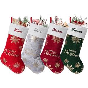 NIBESSER Calza Befana Personalizzata Calze Natalizie da Appendere con Nome Calza Befana Vuota Idea Regalo per Epifania Natale Decoraizione Natalizia per Camino (Stile J, 1 Pezzo)