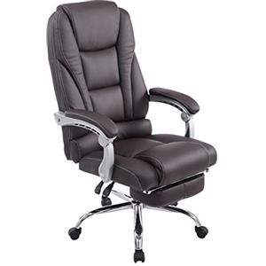CLP Sedia Ufficio Pacific in Similpelle Marrone - Poltrona Ergonomica Imbottita, Regolabile e Girevole, Carico Max 150 KG