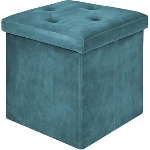 IlGruppone Pouf Contenitore In Velluto Quadrato Moderno Panca Cassapanca Soggiorno Panchina Per Ingresso Scarpiera Sgabello Panca Moderna - Petrolio