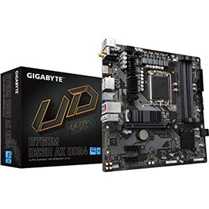GIGABYTE B760M DS3H AX DDR4 (LGA 1700/ Intel/ B760/ M-ATX/ DDR4/ 2* M.2/ PCIe 4.0/ USB 3.2 Gen 2 Type-C/WiFi 6E/2.5GbE LAN/Q-Flash Plus/PCIe EZ-Latch/Gaming Motherboard)