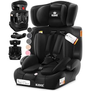KIDIZ® Seggiolino auto i-Size R129 da 100 a 150 cm fino a 12 anni, seggiolino auto gruppo 1/2/3 senza Isofix, seggiolino per bambini, cintura a 5 punti e poggiatesta regolabile in altezza, rialzo per