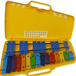 Generico Angel AG-25N3 AX-25N3 Metallofono Scolastico Primarie e Secondarie a 25 Piastre Colorate con Valigetta e Bacchette, Giallo
