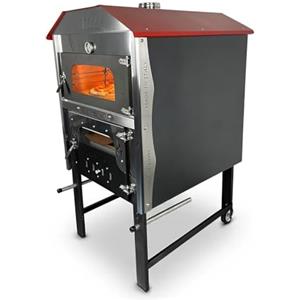 Alfonso Forni Forno a Legna Fuoco Indiretto Portatile In Acciaio Da Esterno Ventilato In Mattoni Refrattari 3 Piani Cottura Pizza Pane Pollo Kebab Pesce Luxor V2 Plus