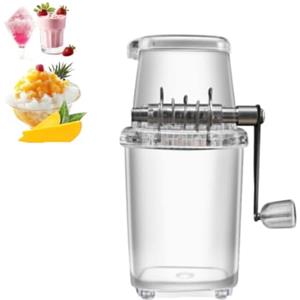Beufee Tritaghiaccio da 1,25 litri, tritaghiaccio manuale portatile, tritaghiaccio con lame in acciaio inossidabile, tritaghiaccio per ghiaccio tritato domestico (Trasparente)