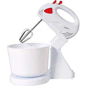 Euronovità Srl Sbattitore elettrico 7 velocità con 2 fruste in acciaio inox, 120 W con Recipiente da 2 litri, montare panna impastare