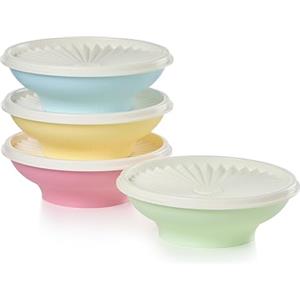 Tupperware Heritage Collection, set di 4 ciotole per cereali con coperchio, colori vintage, lavabili in lavastoviglie e senza BPA (4 contenitori, 4 coperchi)
